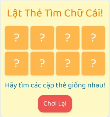 Lật Thẻ Diệu Kỳ – Tìm Chữ Cái A, B, C, D
