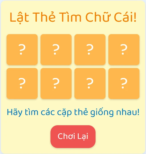 Lật Thẻ Diệu Kỳ - Tìm Chữ Cái A, B, C, D