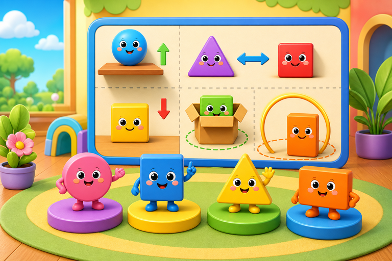 Game phân biệt vị trí và hình dạng cho bé