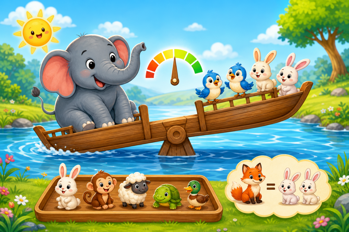 Cân Bằng Thuyền Bè - game tư duy logic nặng nhẹ cho bé 3-6 tuổi
